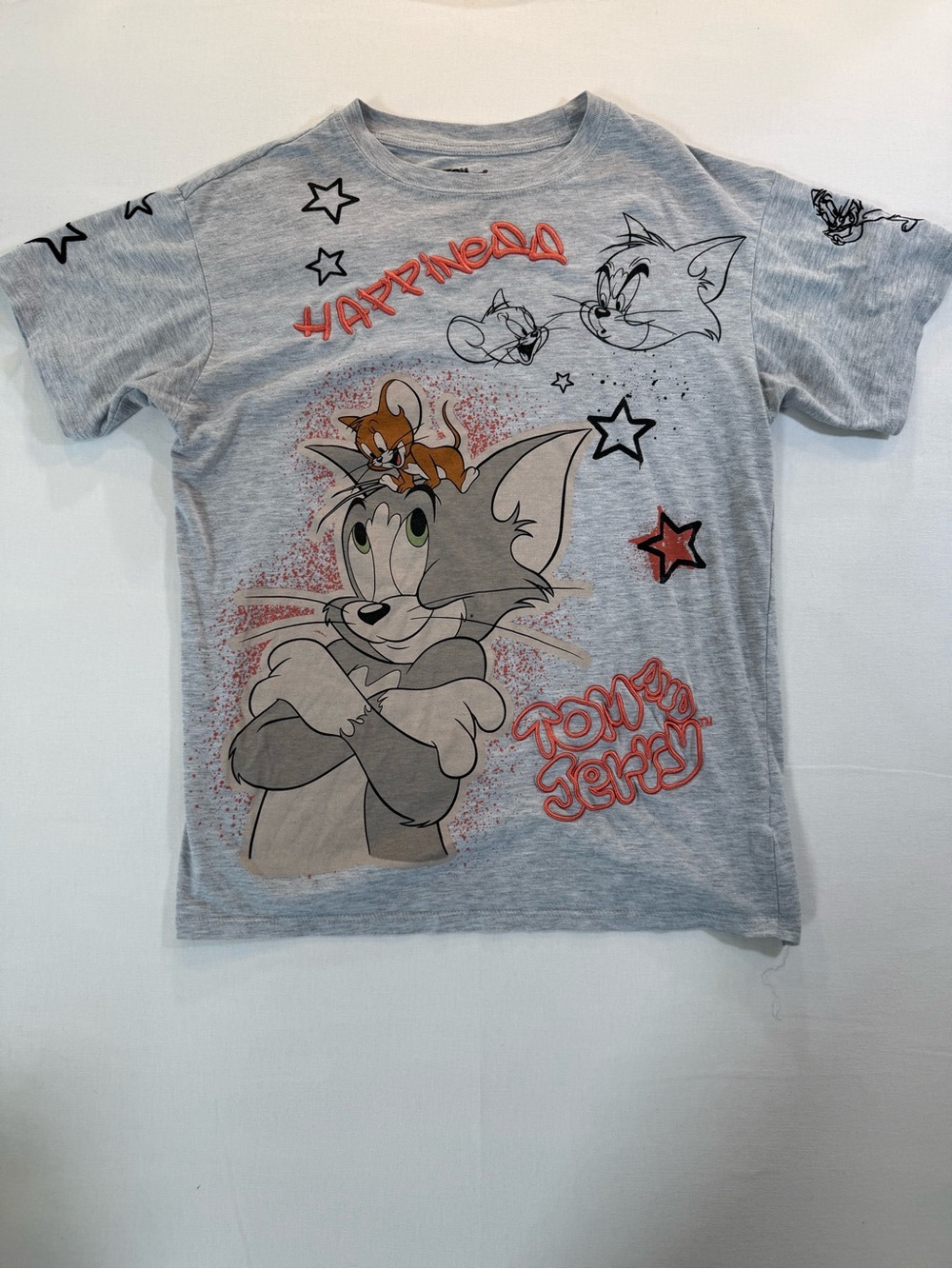 Freeze Gray Tom & Jerry Graphic Tee with Red Accents